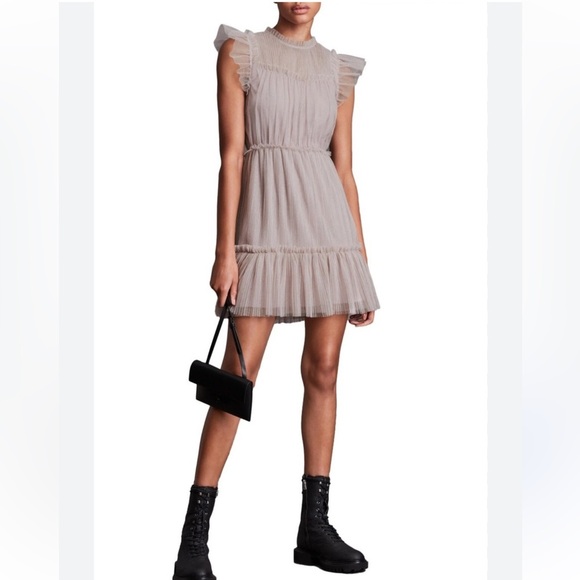 All Saints Perri Metallic Tulle Mini Dress - Picture 4 of 15